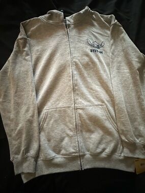 Disney Stitch Hoodie in Light Gray with Navy Accent